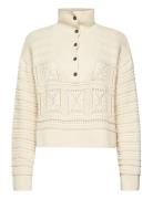 Pointelle Knitted Sweater Tops Knitwear Jumpers Cream Lexington Clothing