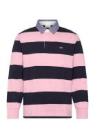 Reg Chambray Stripe Heavy Rugger Tops Polos Long-sleeved Pink GANT