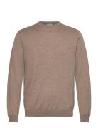 100 % Merino Crew Neck Knit Tops Knitwear Round Necks Brown Lindbergh Black