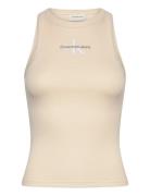 Monologo Rib Tank Top Tops T-shirts & Tops Sleeveless Beige Calvin Klein Jeans
