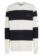 Monotype Stripe Sweatshirt Tops Sweatshirts & Hoodies Sweatshirts Navy Tommy Hilfiger