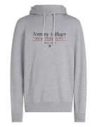 Hilfiger Center Stack Hoody Tops Sweatshirts & Hoodies Hoodies Grey Tommy Hilfiger