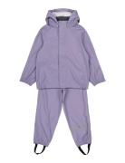 Pu Rain W. Susp. Recycled Outerwear Rainwear Rainwear Sets Purple Mikk-line