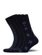 Th Men Sock 4P Giftbox Underwear Socks Regular Socks Navy Tommy Hilfiger