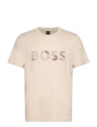 Tee Logo Glamping Sport Men Sports Clothes Sport Tops Sport T-Skjorte Beige BOSS