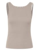 Gzdrew Reversible Eyelet Top Tops T-shirts & Tops Sleeveless Beige Gestuz