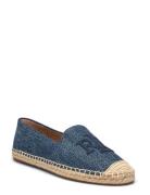 Cameryn Washed Denim Espadrille Espadrillos Flade Sandal Blue Lauren Ralph Lauren