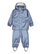 Pu Metallic Rain Outerwear Rainwear Rainwear Sets Blue Mikk-line