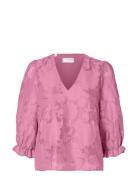 Slfcathi-Sadie 3/4 Top Ff Tops Blouses Short-sleeved Pink Selected Femme