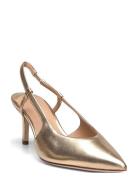 Khloe Metallic Leather Slingback Pump Shoes Sling Backs Heeled Slingbacks Gold Lauren Ralph Lauren