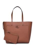 Pebbled Leather Large Cameryn Tote Bag Shopper Taske Brown Lauren Ralph Lauren