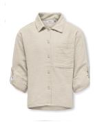 Kogthyra Life L/S Shirt Wvn Tops Shirts Short-sleeved Shirts Beige Kids Only
