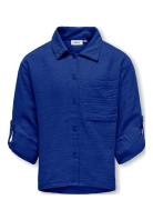 Kogthyra Life L/S Shirt Wvn Tops Shirts Short-sleeved Shirts Blue Kids Only