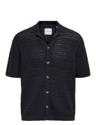 Onsthiago Ovz 7 Ss Resort Crochet Shirt Tops Knitwear Short Sleeve Knitted Polos Navy ONLY & SONS