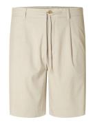 Slhregular-Leroy Pleat Shorts Noos Bottoms Shorts Chinos Shorts Beige Selected Homme