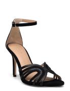 Allie Suede & Leather Multistrap Sandal Sandal Med Hæl Black Lauren Ralph Lauren