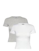 2-Pack Slim Fitted T-Shirt Tops T-shirts & Tops Short-sleeved White Weekday