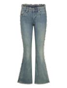 Katsumi Low Waist Patchwork Flared Jeans Bottoms Jeans Flares Blue Monki