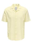 Onscaiden Ss Solid Resort Linen Shirt Tops Shirts Short-sleeved Yellow ONLY & SONS