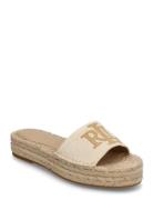 Polly Cross-Dyed Canvas Espadrille Espadrillos Flade Sandal Beige Lauren Ralph Lauren