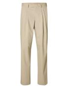 Slhrelaxed-Finn Pinstriped Trs Bottoms Trousers Formal Beige Selected Homme