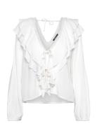 Frill Tie Blouse Tops Blouses Long-sleeved White Gina Tricot