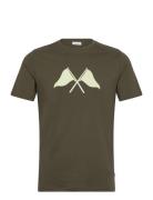 Copenhagen Print Tee S/S Tops T-Kortærmet Skjorte Khaki Green Lindbergh