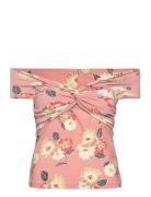 Floral Twist-Front Off-The-Shoulder Top Tops Blouses Short-sleeved Multi/patterned Lauren Ralph Lauren