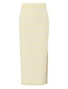 Pcjayjay Hw Slit Skirt D2D Skirts Knee-length & Midi Skirts Yellow Pieces