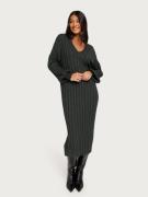 Object Collectors Item - Strikkjoler - Dark Grey Melange - Objalice L/S Knit Dress Noos - Kjoler