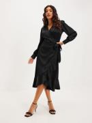 Object Collectors Item - Midikjoler - Black - Objsateen Wrap Dress a Fair - Kjoler