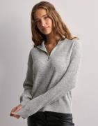 JDY - Grå - Jdylumi Life L/S Zip Hn Pullover Kn