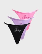 Juicy Couture - Lilla - Microfiber Script Juicy Heart T-Bar Thong Multipack X3