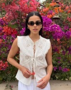 Nelly - Hvid - Embroidered Vest