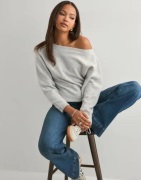 Nelly - Grå - Wide Neck Knit Sweater