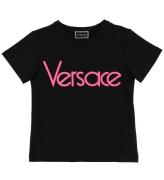 Versace T-shirt - Sort/Neonpink m. Tekst
