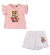 Moschino T-Shirt/Shorts - Rosa/Hvid m. Print