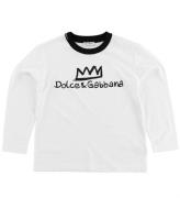 Dolce & Gabbana Bluse - DNA - Hvid m. Krone Print