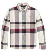 Tommy Hilfiger Skjorte - Global Stripe Check Shirt - RÃ¸d/Hvid