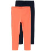 Name It Leggings - Noos - NkfVivian - 2-pak - Coral/Dark Sapphir