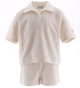 Moncler T-shirt/Shorts - Strik - Creme m. HulmÃ¸nster