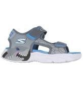 Skechers Sandaler m. Lys - Creature-Splash - Charcoal Blue