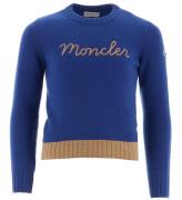 Moncler Bluse - Uld - BlÃ¥ m. Brun