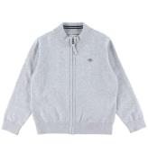 GANT Cardigan - Shield Cotton Zip - Strik - Light Grey Melange