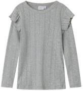 Name It Bluse - Noos - NmfJulia - Grey Melange m. Hulmønster