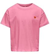 Kids Only T-Shirt - Noos - KogMaiken - Begonia Pink m. Hjerte